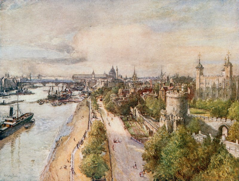 Tornet, från Tower Bridge, tittar västerut av John Fulleylove