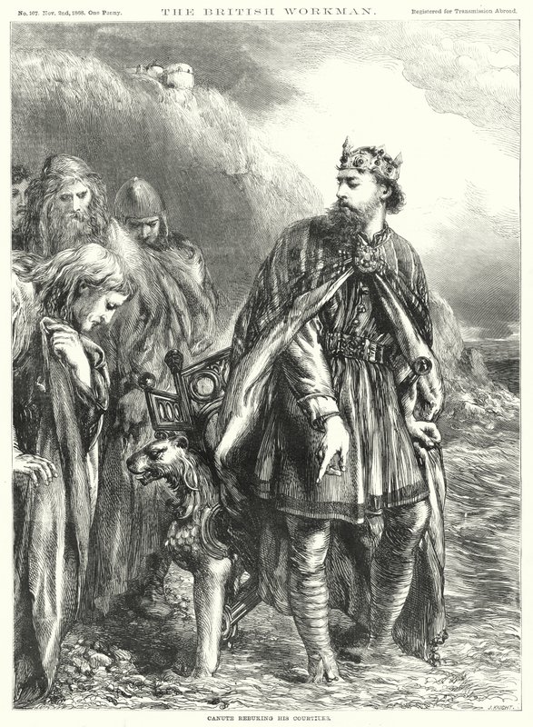 Knud tillrättavisar sina hovmän (gravyr) av John Gilbert