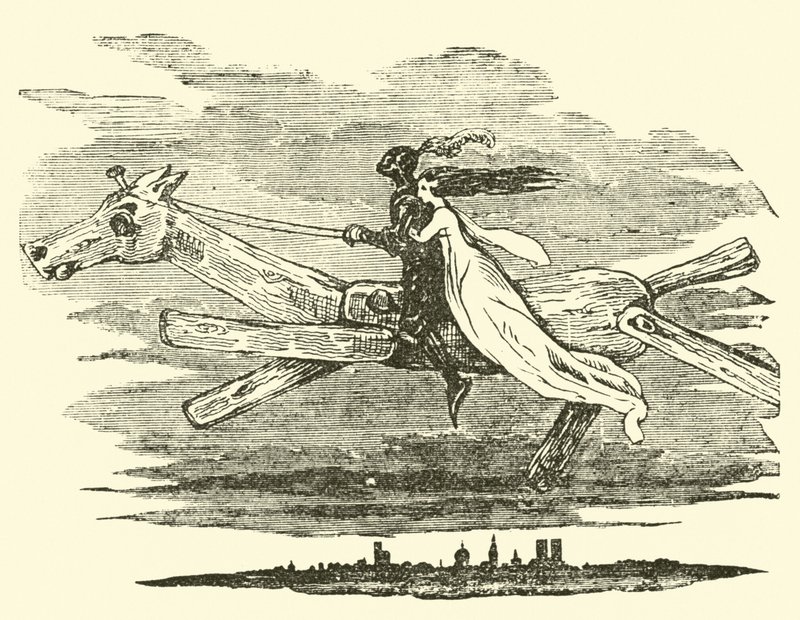 Don Quijote på den förtrollade hästen av John Gilbert