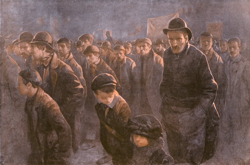De arbetslösa (färg litho) av John Hassall