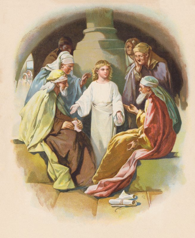 Kristus i templet (färglitografi) av John Lawson