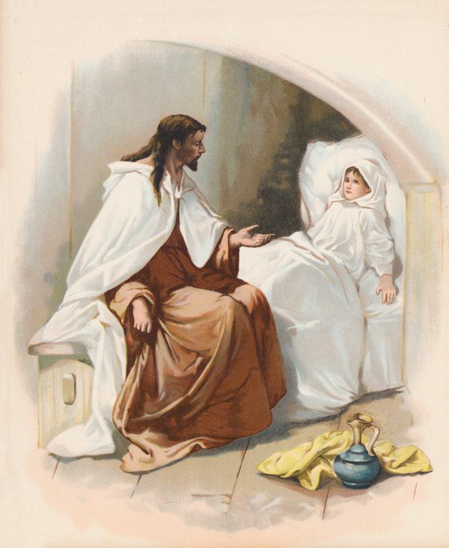 Uppväckandet av Jairus dotter (färglitografi) av John Lawson