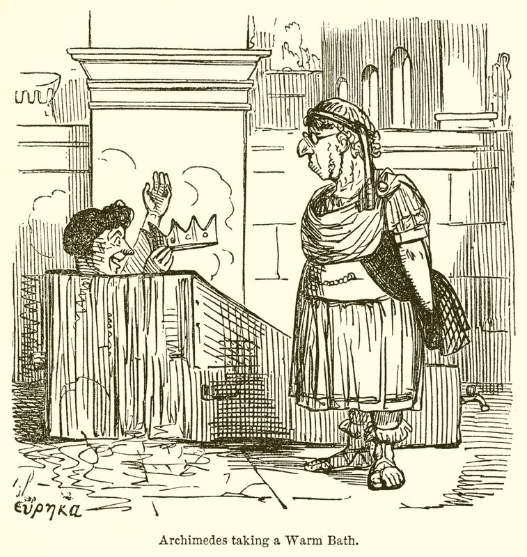 Archimedes tar ett varmt bad av John Leech