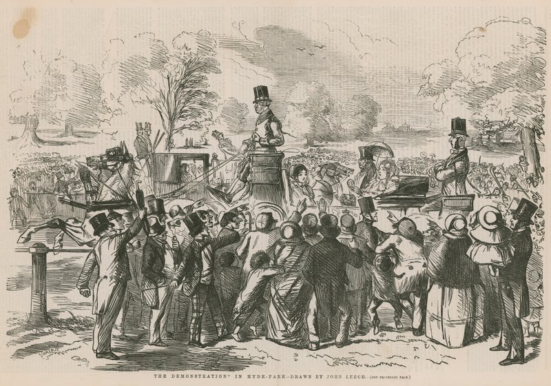 Demonstrationen i Hyde Park av John Leech