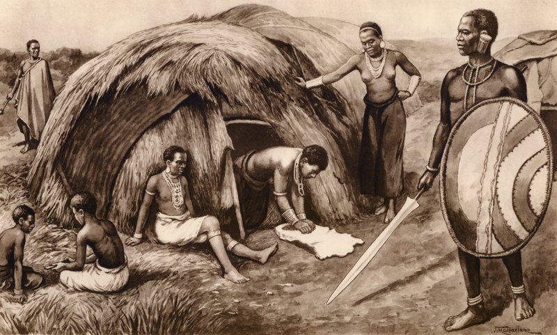 Infödingsfamilj i Kenya (litografi) av John Macfarlane