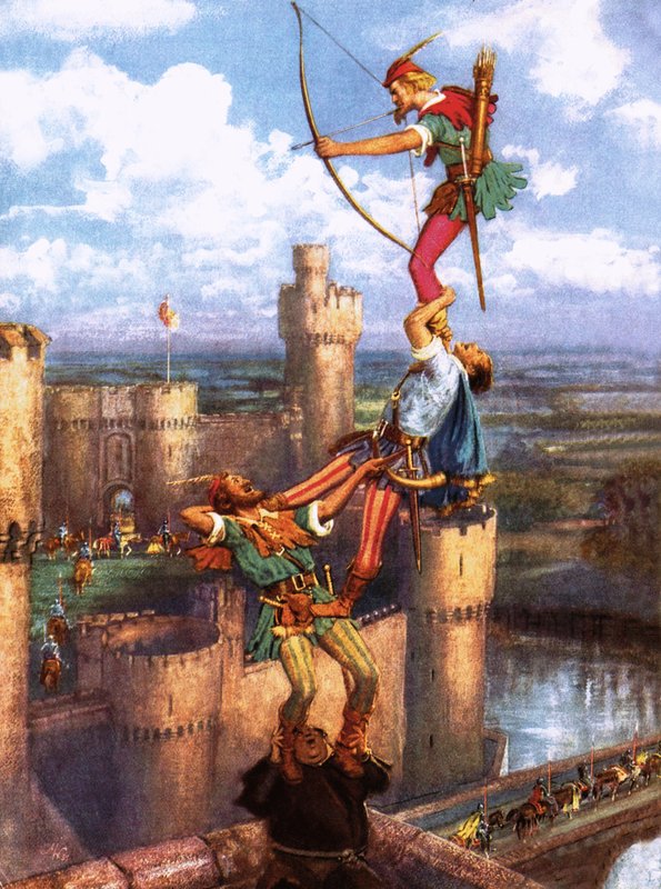 Robin Hood skjuter in i Nottingham Castle av John Millar Watt