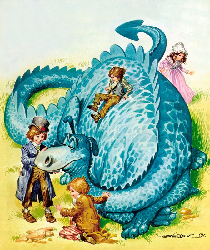 The Gentle Dragon (färglitografi) av Jose Ortiz