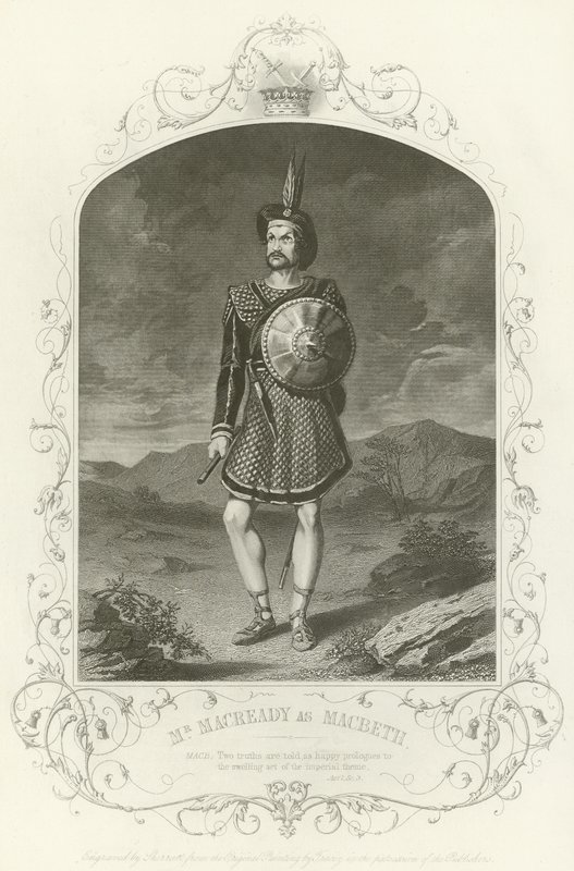 Mr Macready som Macbeth, akt I, scen iii av Joseph Kenny Meadows