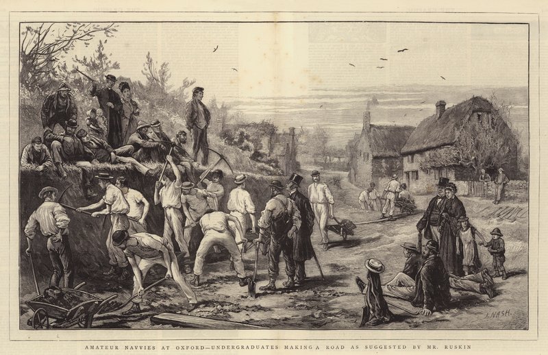 Amatör Navvies vid Oxford, studenter som gör en väg som föreslagits av Mr Ruskin av Joseph Nash