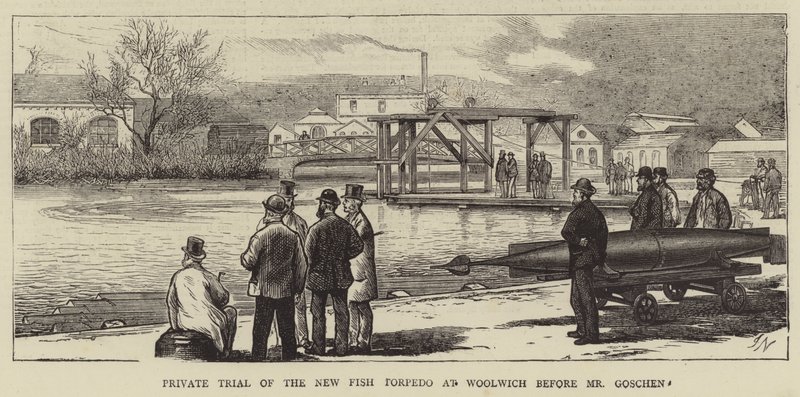 Privat rättegång mot den nya fisktorpeden i Woolwich inför Mr Goschen av Joseph Nash