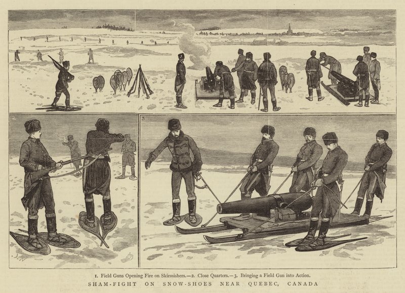 Sham-Fight på snöskor nära Quebec, Kanada av Joseph Nash