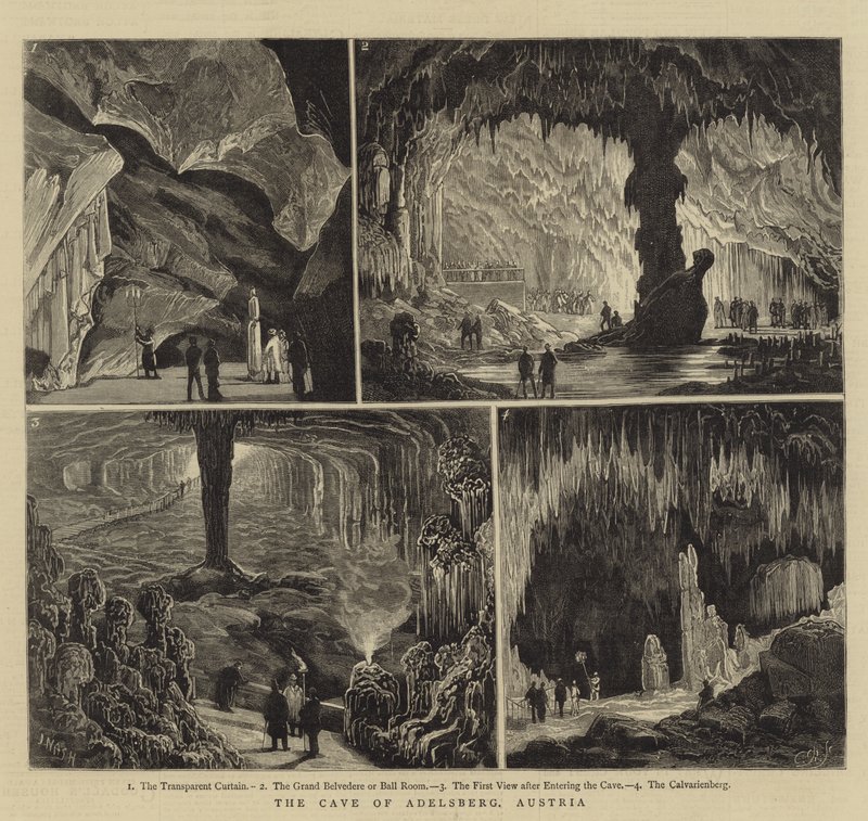 Adelsbergs grotta, Österrike av Joseph Nash