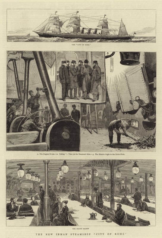 Det nya ångfartyget Inman Steamship City of Rome av Joseph Nash