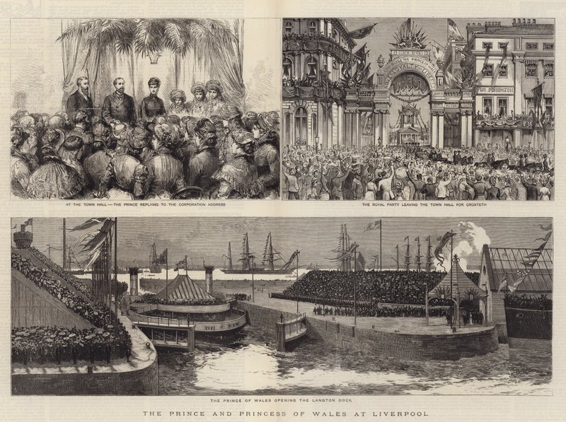 Prinsen och prinsessan av Wales i Liverpool av Joseph Nash