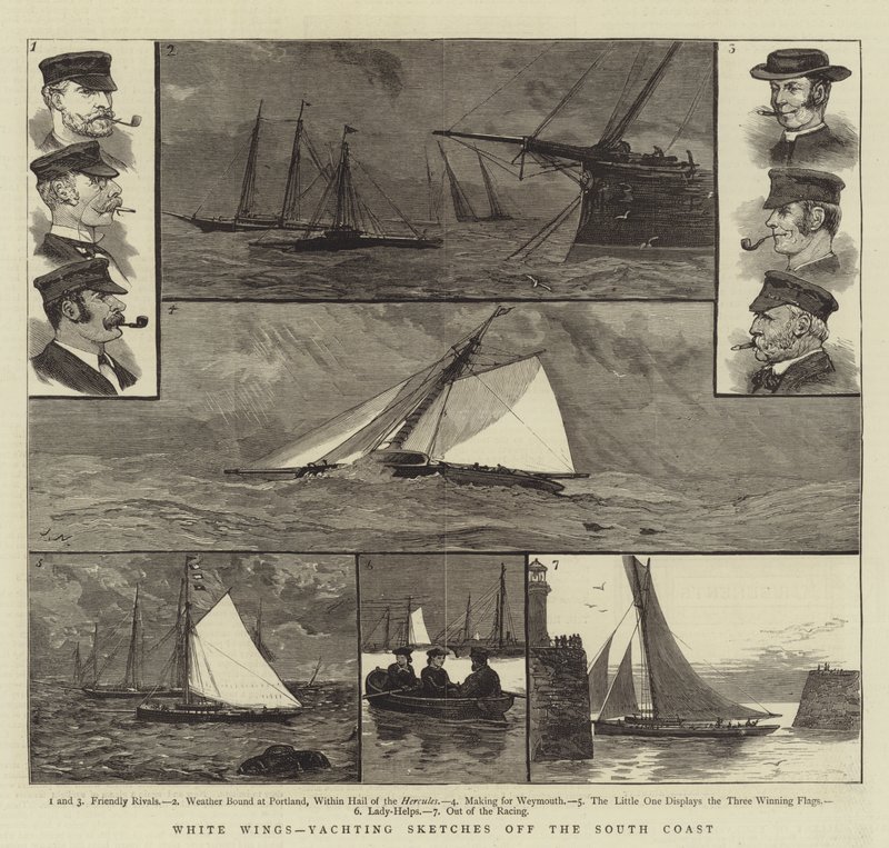 White Wings, Yachting Skisser utanför Sydkusten av Joseph Nash