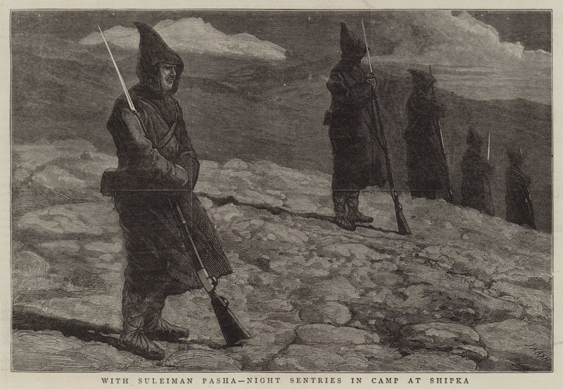 Med Suleiman Pasha, nattvakter i lägret i Shipka av Joseph Nash