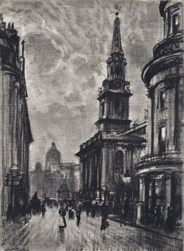 Duncannon Street, från Charing Cross (litho) av Joseph (after) Pennell