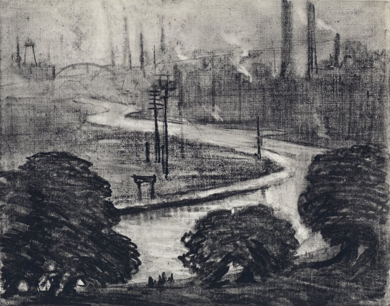 Östra London, floden Lea (litho) av Joseph (after) Pennell