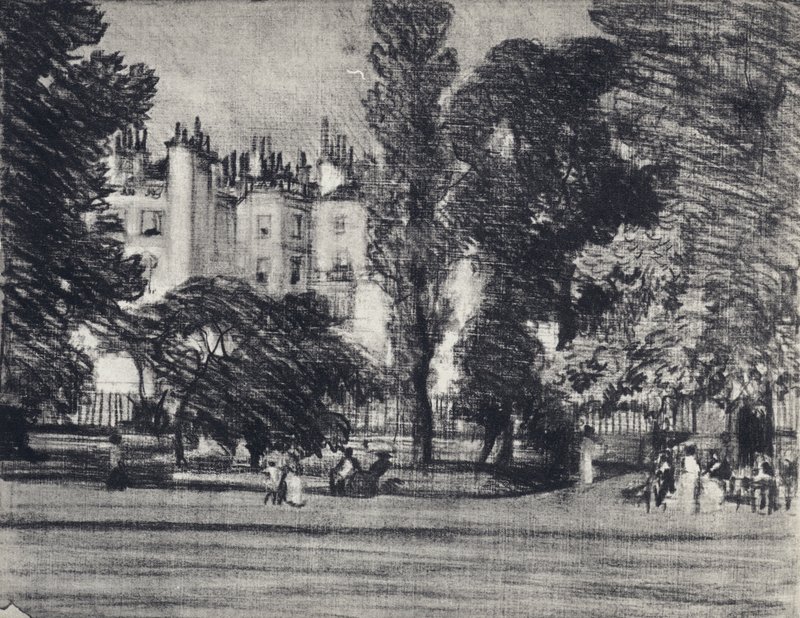 Park Lane, från parken (litho) av Joseph (after) Pennell