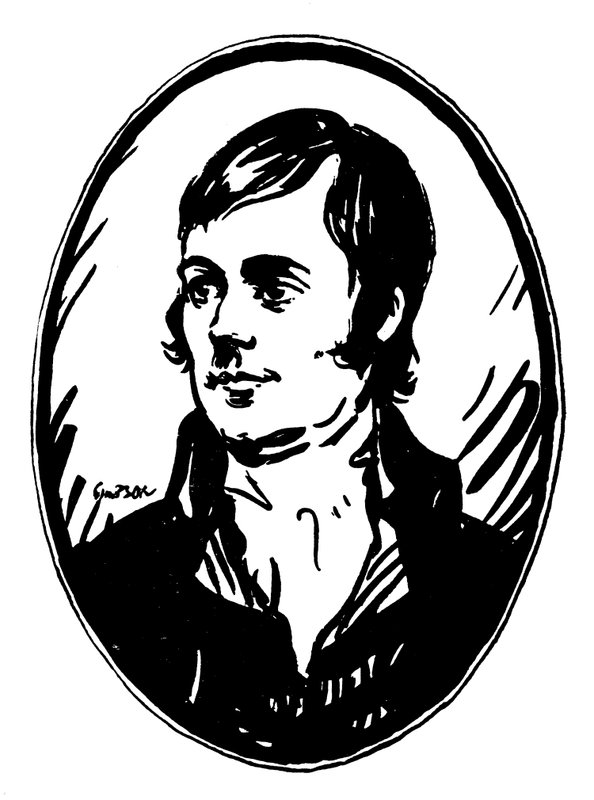 Robert Burns (färg litho) av Joseph (after) Simpson
