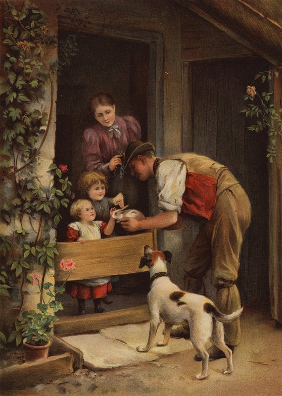 "Det finns ingen plats som hemma" (chromolitho) av Joseph Clark