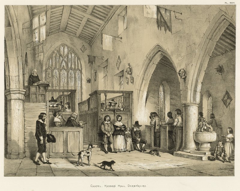 Kapell, Haddon Hall, Derbyshire av Joseph Nash
