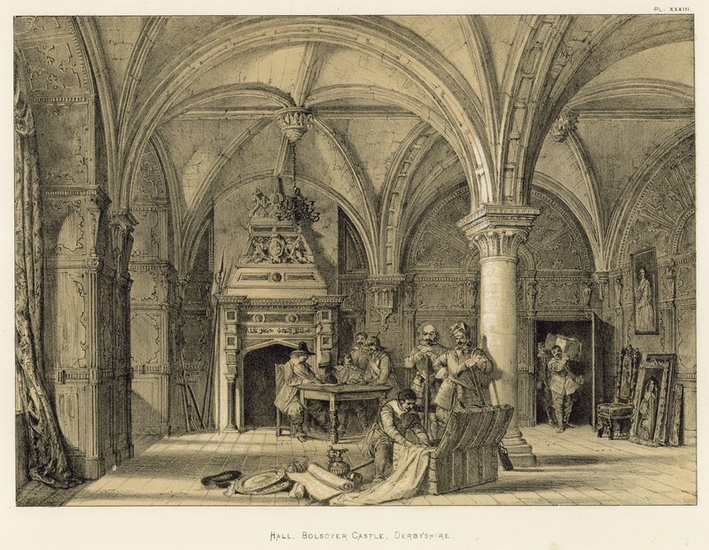 Hall, Bolsover Castle, Derbyshire av Joseph Nash