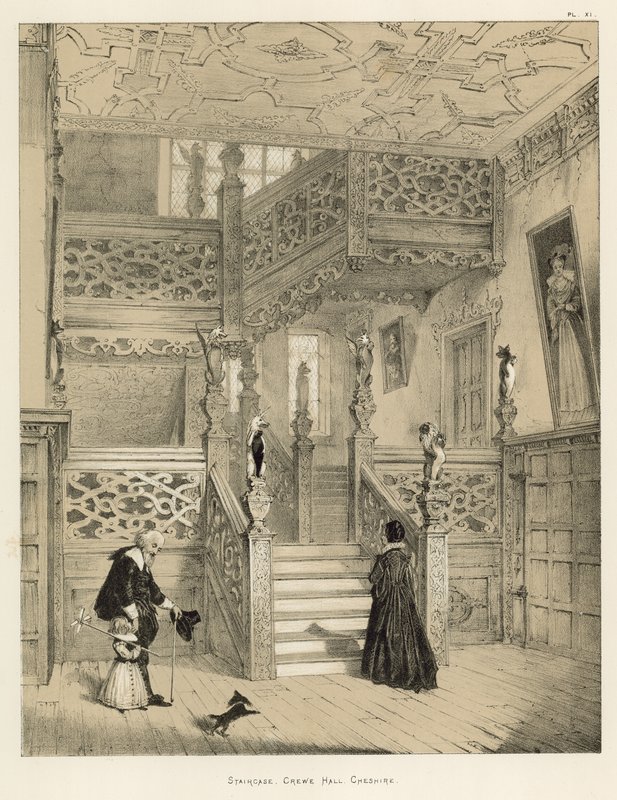 Trappa, Crewe Hall, Cheshire av Joseph Nash