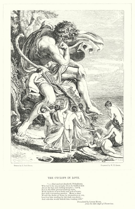 The Cyclops in Love (gravyr) av Joseph Noel (after) Paton