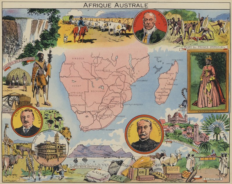 Södra Afrika (färglitografi) av Joseph Porphyre Pinchon