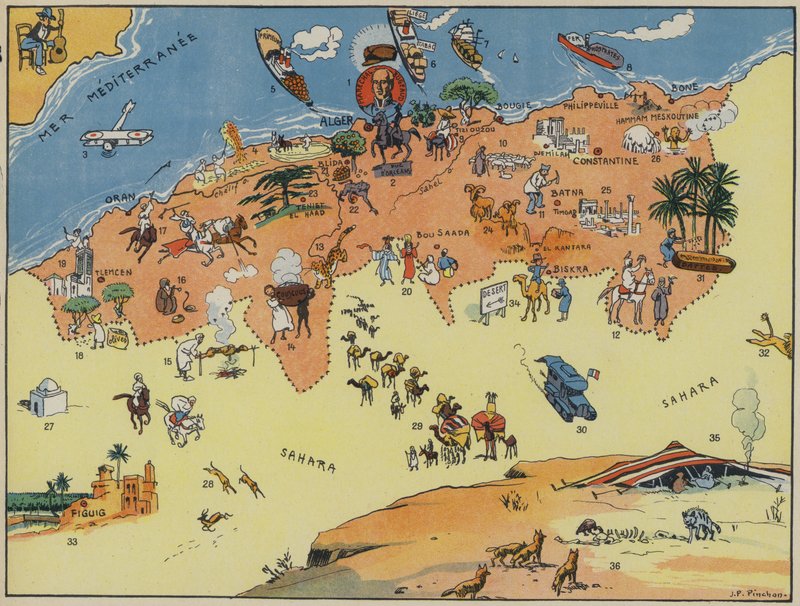 Algeriet (färglitografi) av Joseph Porphyre Pinchon