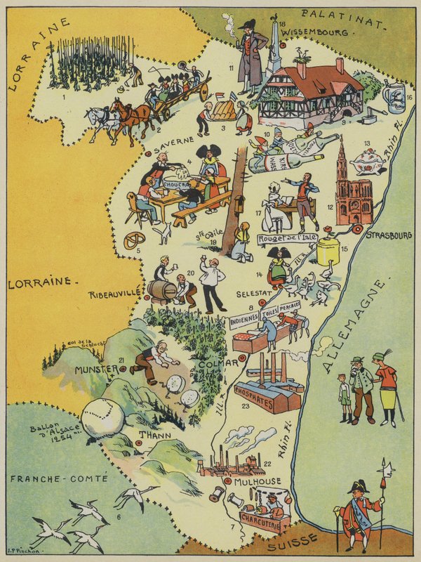 Alsace (färglitografi) av Joseph Porphyre Pinchon