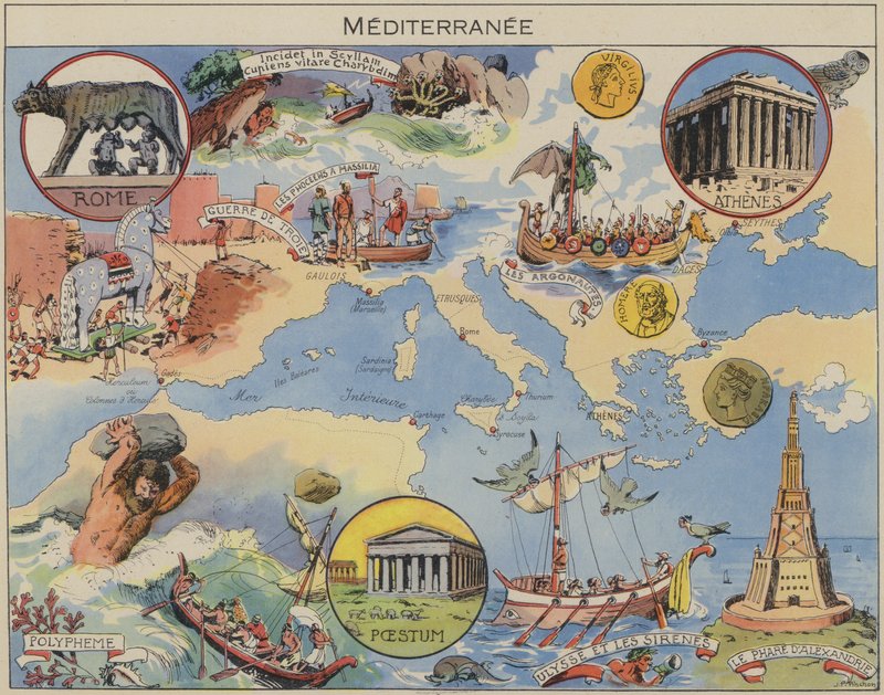 Mediterranee (färglitografi) av Joseph Porphyre Pinchon