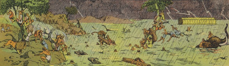 Syndafloden (färglitografi) av Joseph Porphyre Pinchon