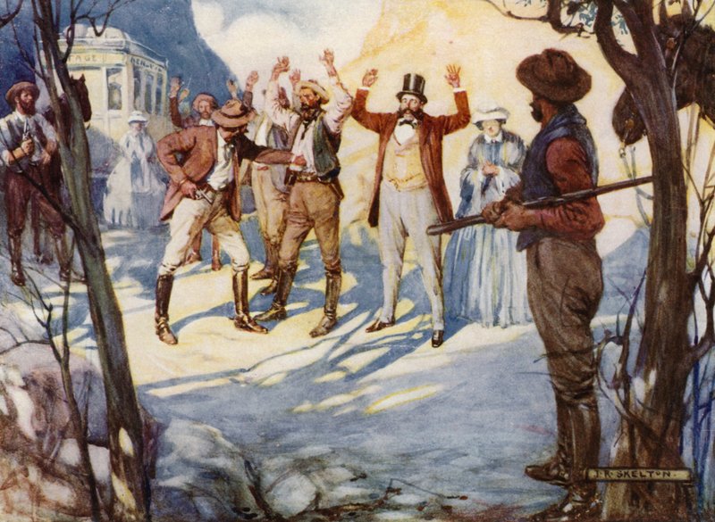 Bushrangers i Australien (färg litho) av Joseph Ratcliffe (after) Skelton