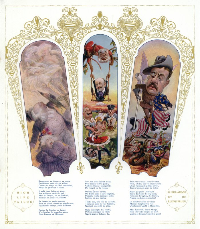 Karikatyrer (färg litho) av Joseph Sirat