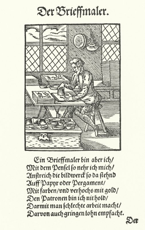 The Manuscript Illuminator (gravyr) av Jost (after) Amman