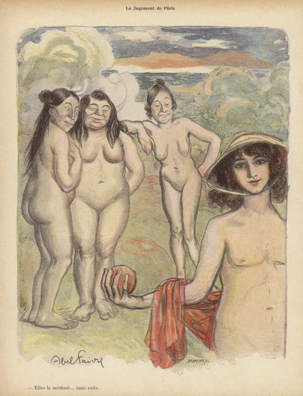 Judgment of Paris (färg litho) av Jules Abel Faivre
