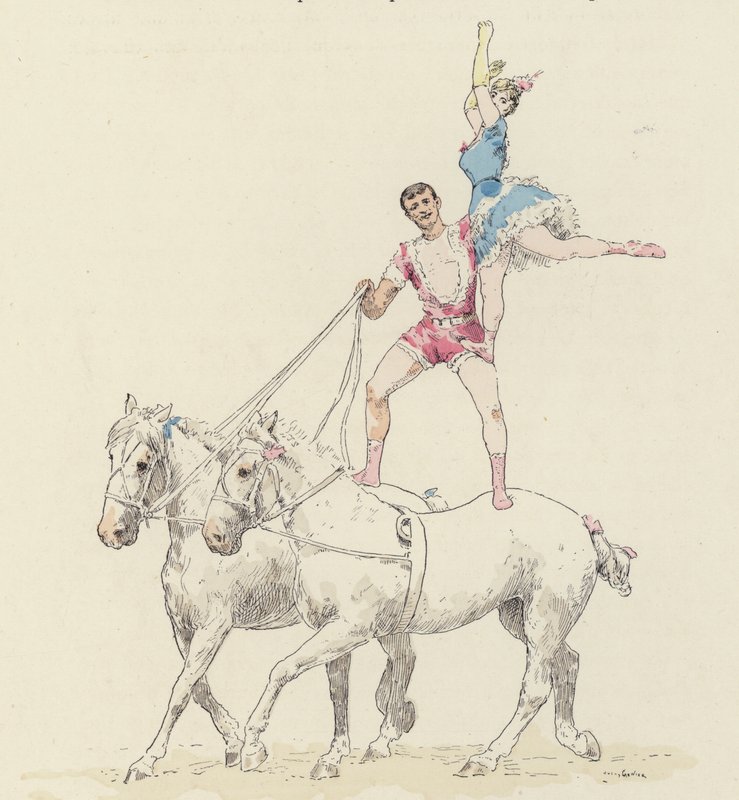 Hästakt (färg litho) av Jules Arsene (after) Garnier