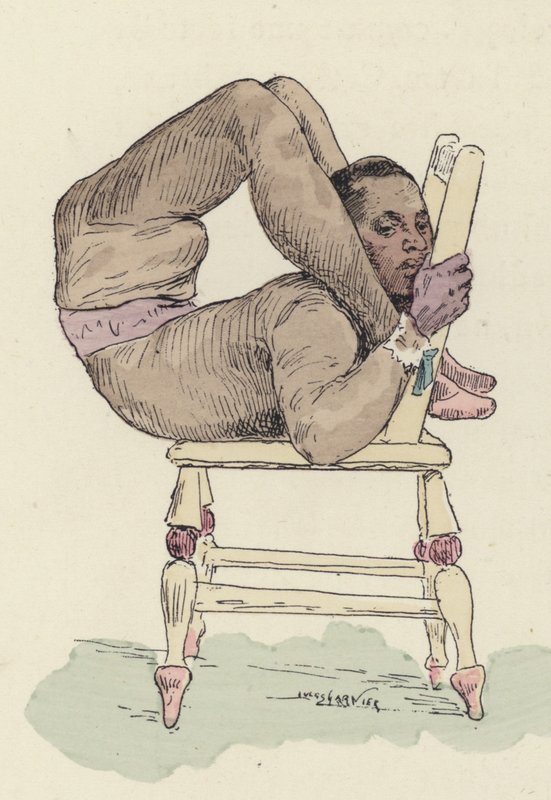Cirkus contortionist på stol av Jules Arsene Garnier