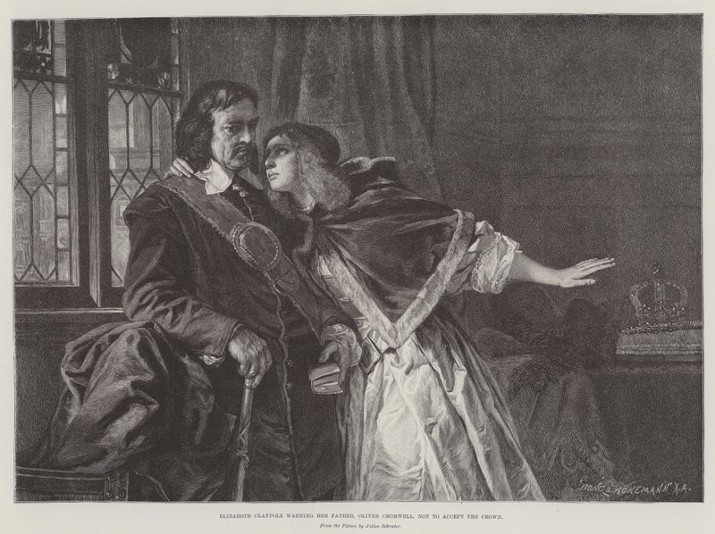 Elizabeth Claypole varnar sin far, Oliver Cromwell, för att inte acceptera kronan av Julius Friedrich Anton Schrader