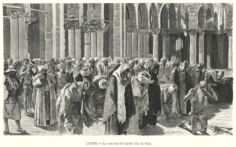 Middagsböner i Asyut, Egypten (litho) av Karl Wilhelm Gentz