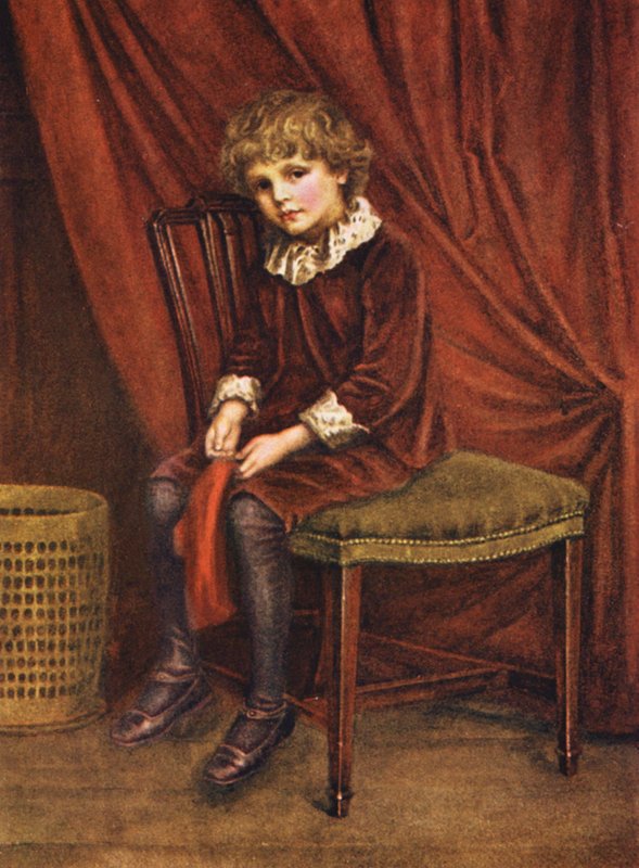 Den röda pojken (färglitografi) av Kate (after) Greenaway