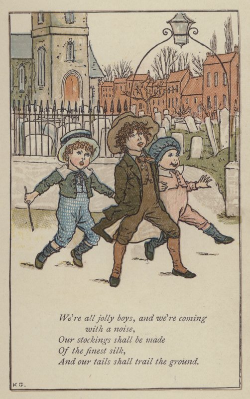 Vi är alla glada pojkar (färg litho) av Kate (after) Greenaway