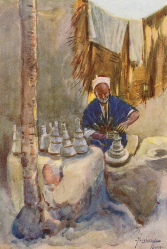 Folket i Egypten: Potter, Fokarani (färglitografi) av Lance Thackeray