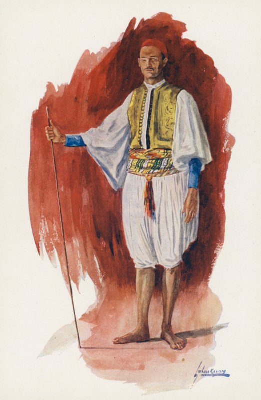 Egyptens folk: Running Sais (färglitografi) av Lance Thackeray