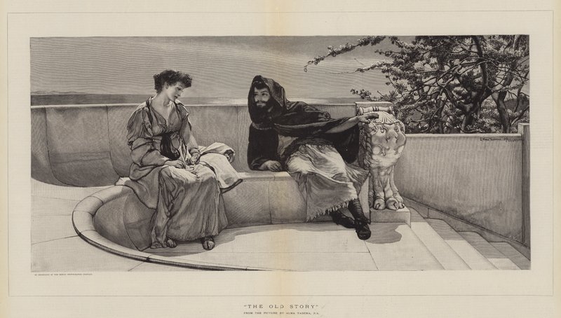 Den gamla berättelsen av Lawrence Alma Tadema