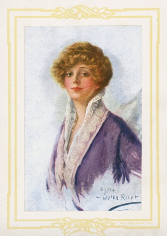 Auburn-haired beauty (färglitografi) av Lester Ralph