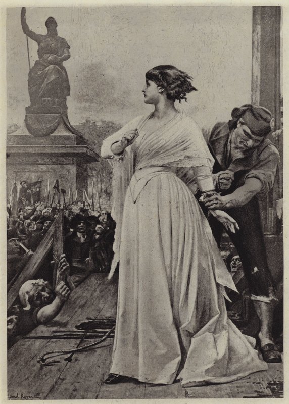 Madame Roland på ställningen (litho) av Lionel (after) Royer