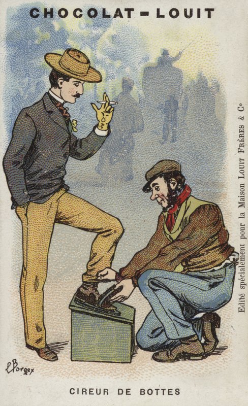 Skoputsning (chromolitho) av Louis Borgex